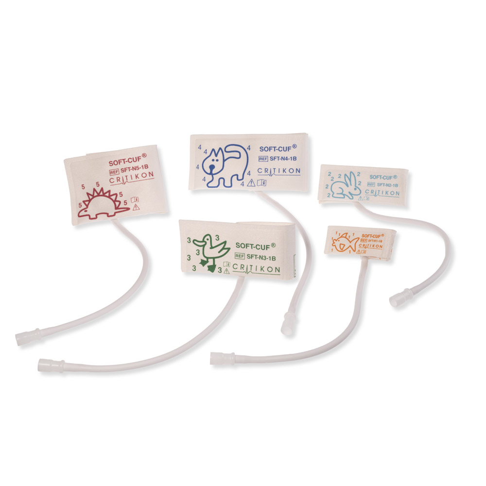 Assortiment brassards PNI SOFT-CUF Néonatal, 2 tubes Neo-Snap : 2xT1, 3xT2, 5xT3, 5xT4, 5xT5 (20/boîte)