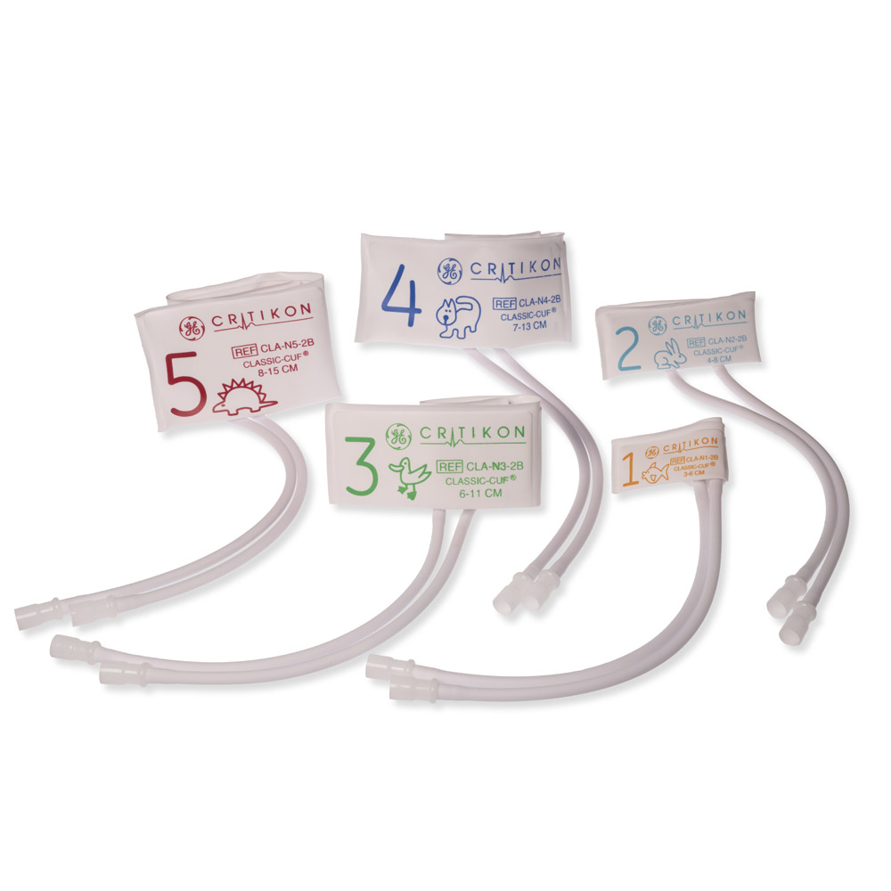 Assortiment brassards PNI CLASSIC-CUF Néonatal, 2 tubes Neo-Snap : 2xT1, 3xT2, 5xT3, 5xT4, 5xT5 (20/boîte)