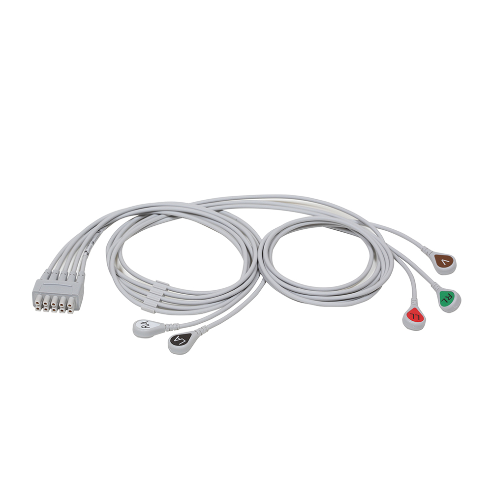 ECG Leadwire set, 5-lead, grouped, snap, AHA, mix 74 cm/29", 130 cm/51" 1/pack