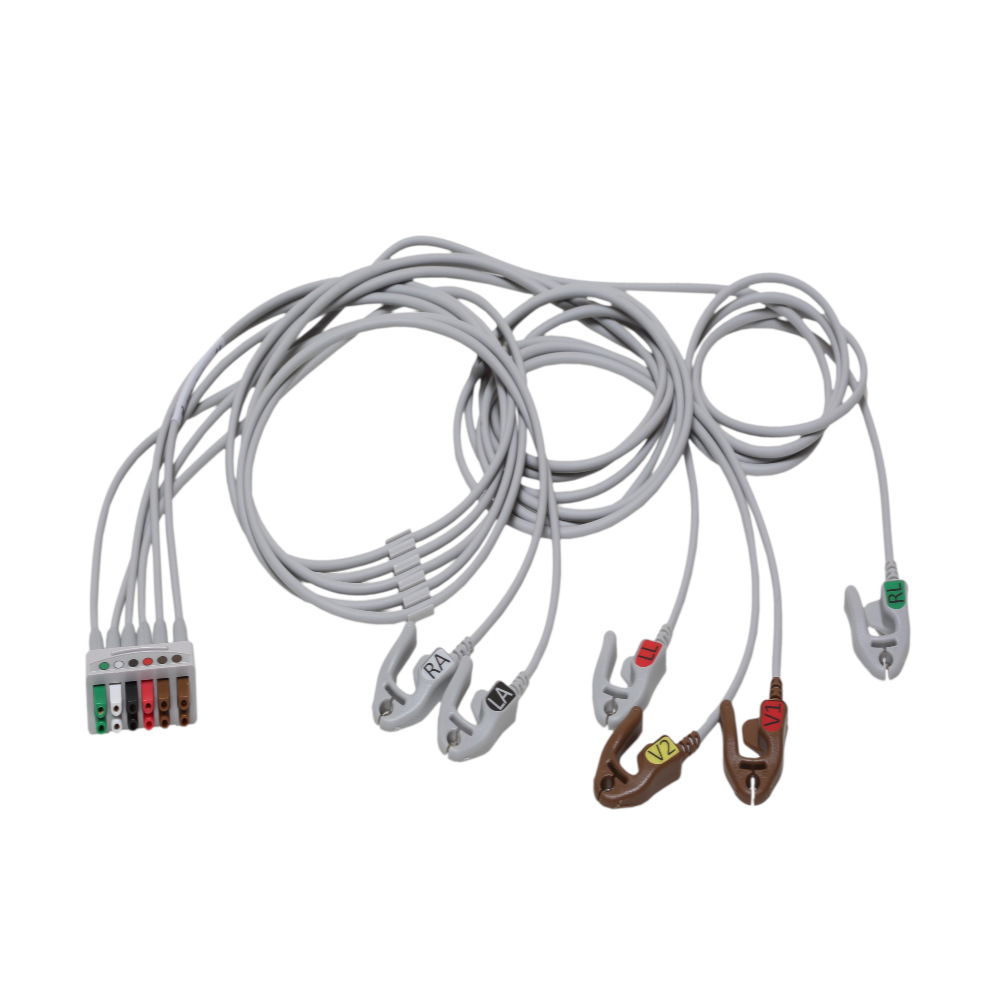 ECG Leadwire set, 6-lead, grouped, grabber AHA mix 74 cm/29" 130 cm/51" 1/pack ECG Leadwire set, 6-lead, grouped, grabber AHA mix 74 cm/29" 130 cm/51" 1/pack