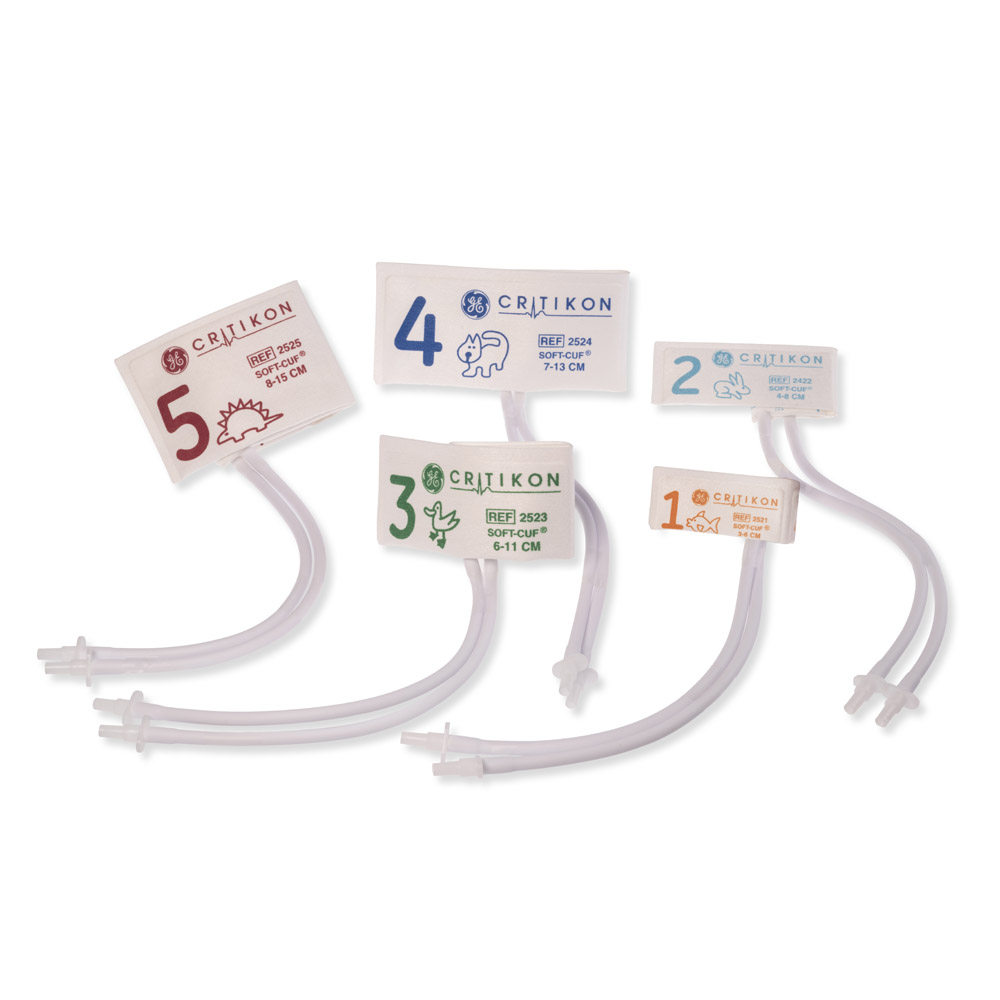 Assortiment de brassards SOFT-CUF avec connecteur emboîtable mâle à 2 tubes, 2 Neo n° 1, 3 Neo n° 2, 5 Neo n° 3, 5 Neo n° 4, 5 Neo n° 5, 20/boîte