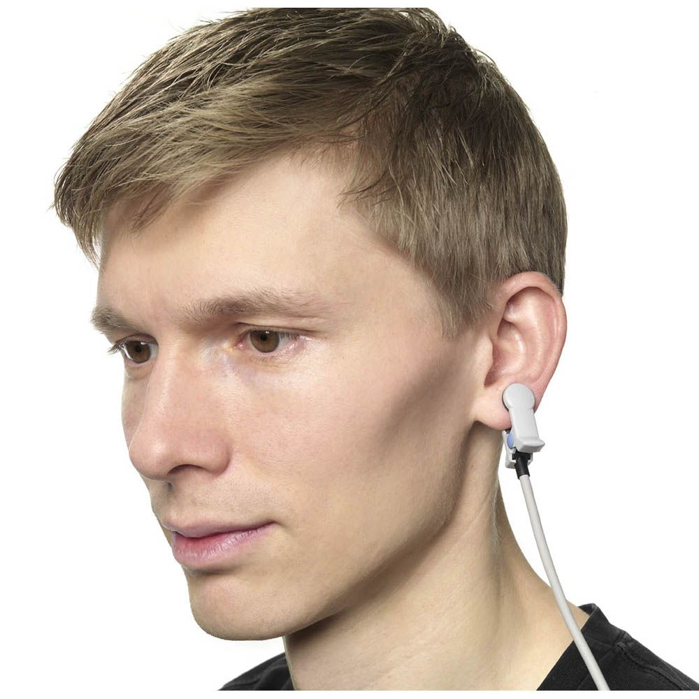 Capteur intégré TruSignal™ SpO2 d&#39oreille, Adulte/pédiatrique, connecteur Datex, 4m, réutilisable (1/boîte)