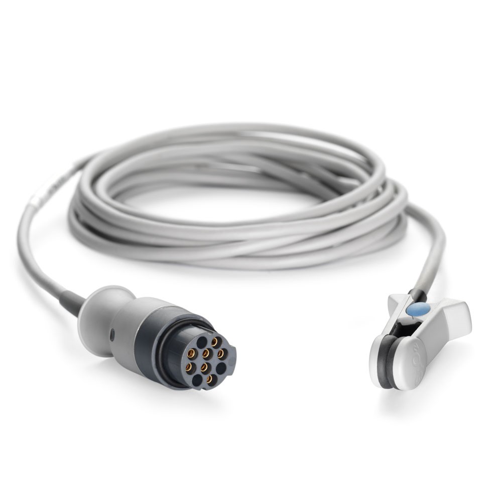 Capteur intégré TruSignal™ SpO2 d&#39oreille, Adulte/pédiatrique, connecteur Datex, 4m, réutilisable (1/boîte)